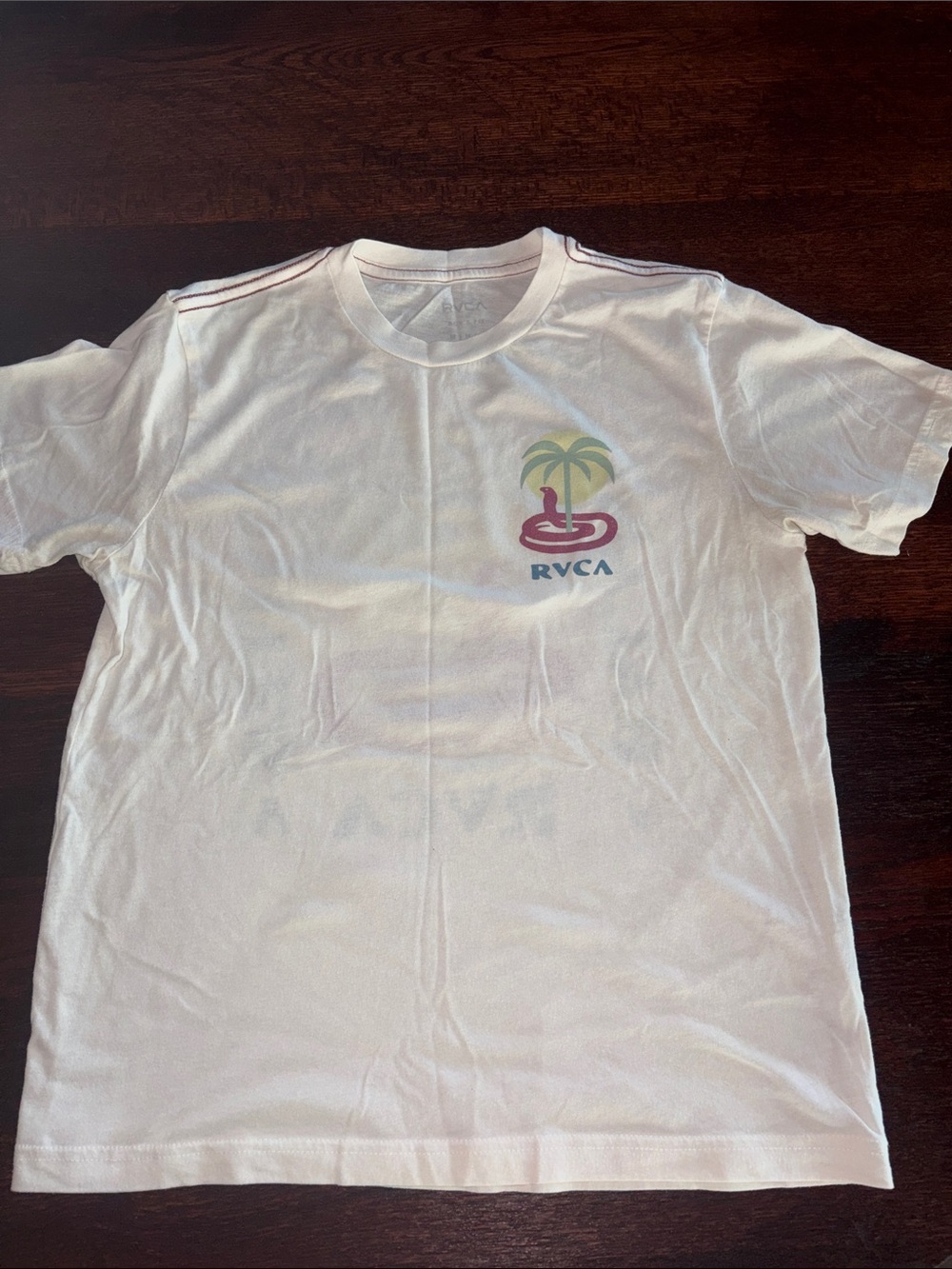 RVCA White Tee with Pastel Palm & Float Graphic